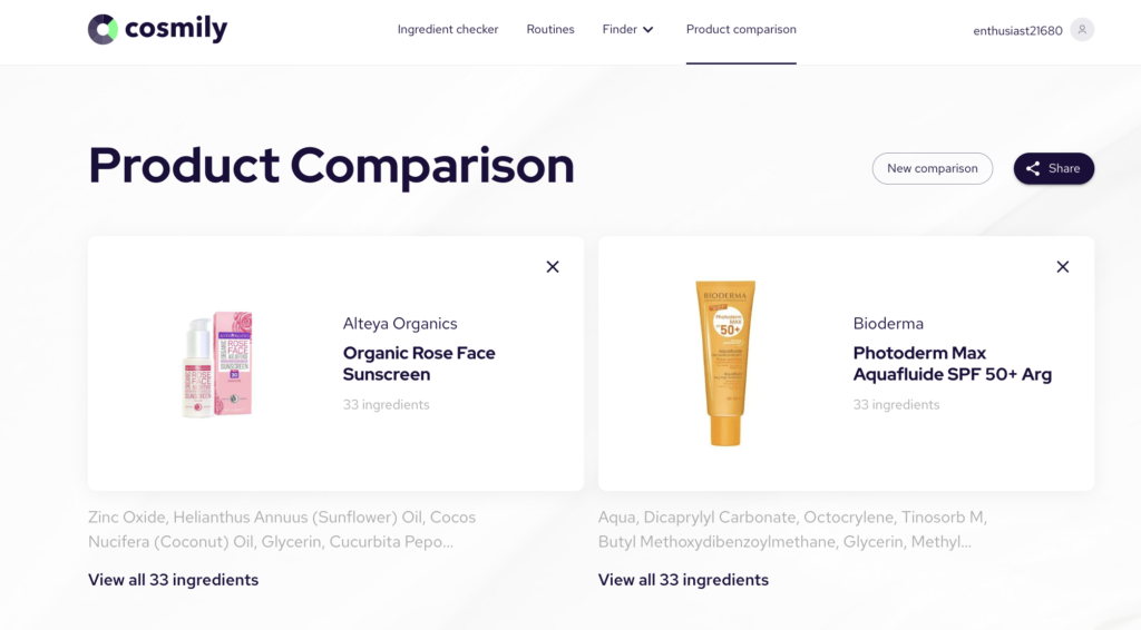 How to compare skincare properly - use Cosmily for fast comparisons -  front page
